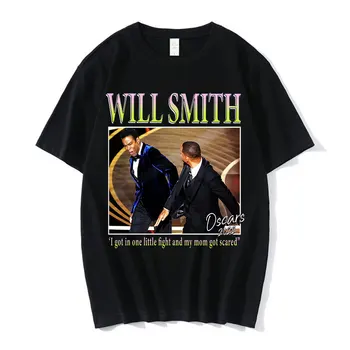 2022 Nova Will Smith Tapa Chris Rock Engraçado Meme T-Shirt para Homens Mulheres 100% Algodão Manga Curta T-shirt de grandes dimensões Streetwear
