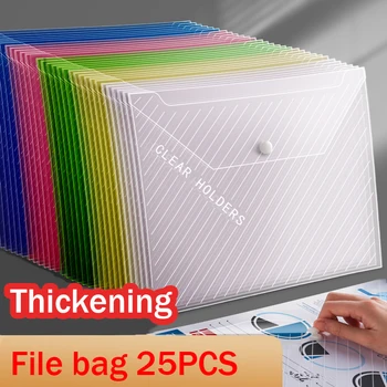 25pcs Arquivo A4 Saco Plástico Transparente A4 Engrossado com Grande capacidade de Armazenamento de Saco Estudante de Informações de Arquivo do Pocket Pastas de papel de carta