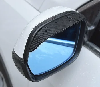 2PCS Espelho Retrovisor de Carro Chuva Sobrancelha Viseira de Fibra de Carbono do Rearview do Carro do Lado de Neve para a Viseira de Sol Capa de Chuva Espelho do Carro Acessórios