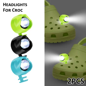 2Pcs Entupir Sapatos Luz IPX5 Impermeável Buraco Sapatos Luzes de Faróis Reutilizáveis Luz Noturna para Adultos, Crianças Engraçado Sapato Haking Luz