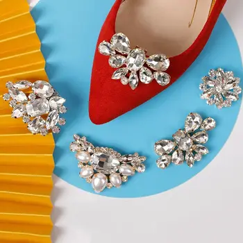 2pcs Mulheres Senhora Sapato Clipe de Moda, Sapatos de Fivela Decorações Encantos Jóias Strass Cristal de Noiva do Casamento Sapatos de Salto Alto