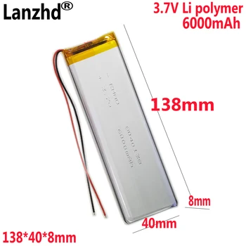 3.7 V bateria de Li polímero de 6000mAh bateria Para o Cobre teclado Tablet da bateria do Laptop Notebook Tablet PC da bateria 138*40*8mm 8040138
