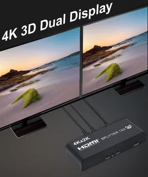 4K 3D 1x2 Splitter HDMI 1080P Áudio, Conversor de Vídeo Distribuidor para PS3 PS4 XBOX Câmara STB Laptop PC Para a TV Monitor Dual Display