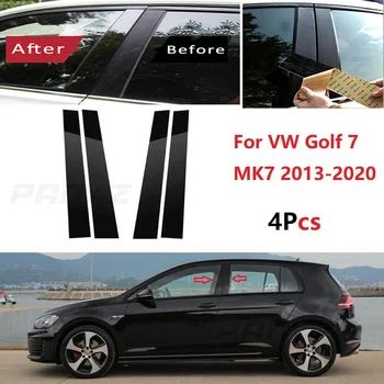 4PCS Janela do Carro Guarnição Tampa do BC Coluna Adesivo Para VW Golf 7 MK7 o período 2013-2020 Polido Pilar Posts
