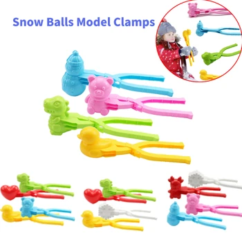 4pcs/conjunto de Bolas de neve Grabber DIY Bolas de Neve Modelo de Grampos Multi-forma de desenho animado Bola de Neve Criador de Gadgets de Crianças Presentes para o Natal