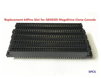 5pcs um monte de Substituição 64Pins Slot para GENESIS mega drive Clone Console