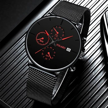 A Moda De Relógios De Homens De Homens Luxo De Relógio De Aço Inoxidável Com Esteira De Malha De Calendário Masculino Quartzo Relógio Homens De Negócios Casual Relógio
