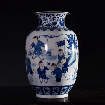A azul e a Branca da Porcelana do Bebê Jogar Vaso de Flores) Inserir/Antigo/ Moldura de Mesa Decoração/Decoração de Casa