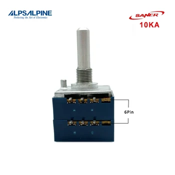 ALPES 10KAx2 RK27 Série Potenciômetro giratório 6Pin Dual-unidade de Televisão/Semestre Eixo Sem Retenção