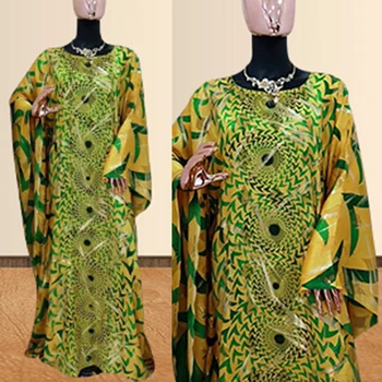 Africano De Vestidos Para Mulheres Impressão De Seta Bela Fantasia De Longa Túnica Elegante Bazin Noite De Festa Vestido Maxi Nigéria Solto E Casual