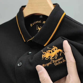 Algodão 100% Original Designer de Bordado Homens de Camisa de Polo do Verão Lapela de Impressão Moda Europeia de Manga Curta T-shirt de Roupas de Golfe