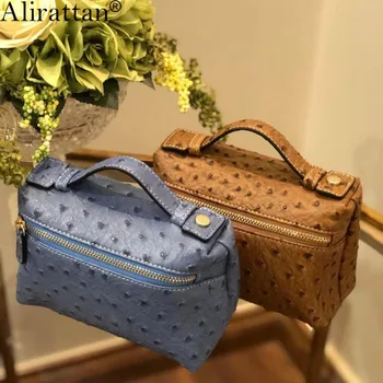 Alirattan Dubai Novo Avestruz Padrão de Bolsas Para Mulheres De 2023 Moda Senhora em Relevo Cobra Padrão Portátil Saco de Viagem Make up Bag
