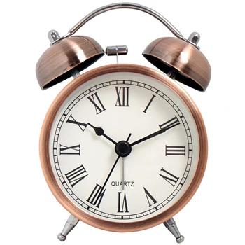 Analógico Relógios de Alarme para Quartos de Não Assinalando Com a Luz da Noite Rodada Retro Relógio Despertador Operado por Bateria de Relógio para o Quarto,Escritório