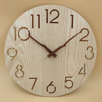 Ao ar livre de Madeira do Relógio de Parede do Quarto de Quartzo Silêncio Rodada Moderno Relógio de Parede Criativo de Moda Reloj Pared Decoração Sala de estar YY50WC