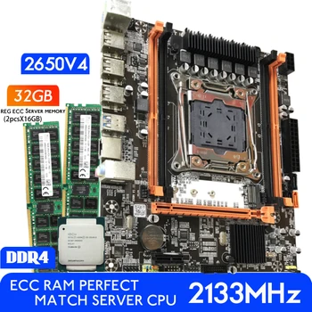 Atermiter DDR4 D4 placa-Mãe Conjunto Com o Xeon E5 2650 V4 LGA2011-3 CPU 2pcs X 16GB= 32GB 2133MHz DDR4 Memória RAM REG ECC