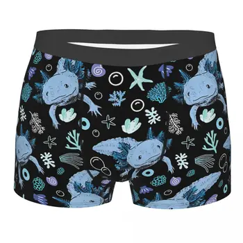 Azul Padrão De Coral Axolotl Amante Cuecas Breathbale Calcinha Homem Cueca Ventilar Shorts Boxer Briefs