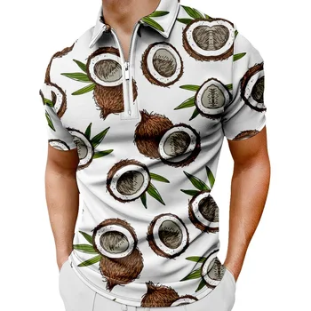 Casual De Coco Impresso Branco Polo Camisas Havaí Praia De T-Shirts Gráfico Homens De Camisa De Street Style De Verão De Grandes Dimensões Roupas