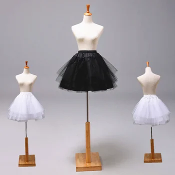 Curtos Saiotes 3 Camadas de saia de baixo do Vestido de Casamento de Renda Ajustável Cosplay Preto Branco Ballet Anágua para Noivas Senhora de Meninas