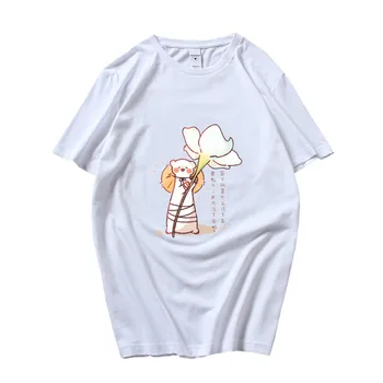 Céu Funcionários Bênção TGCF Estética Anime T-shirts Bonito dos desenhos animados Mangá para Meninos Camiseta 100% Algodão Meninas de Manga Curta T