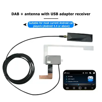 DAB002 DAB+ Antena com o Adaptador USB Receptor para Android som do Carro do Jogador SMA DAB Receptor de Caixa Auto Rádio Antena Antena de Cabo