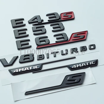 De 2017 em Preto Fosco Letras E43 E53 E63 E63S V8 Biturbo 4matic ABS Emblema para a Mercedes Benz AMG Carro Fender Tronco W212 W213 Adesivo