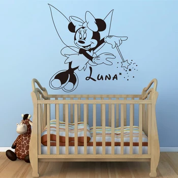 Disney Criativo PVC Vinil de Mickey Mouse Minnie o Costume Caçoa o Nome do bebê adesivos de parede para quartos dos miúdos de decoração adesivos de parede
