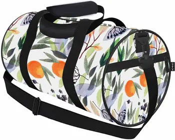 Esportes Duffle Bag Aquarela Orange Grove Folhas Homens Mulheres Weekender Saco Para A Viagem Sacola Saco De Ginásio