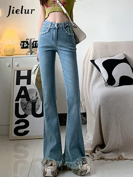 Jielur Primavera Jeans Flare Mulheres da Moda Fino de Alta-cintura de Calças Jeans Y2k coreano Estilo Vintage Jeans Feminino Casual, de Jeans, Calças
