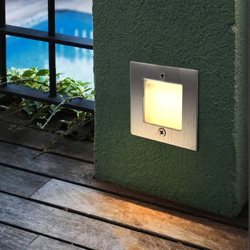 LED Parede da Escada de Luz Recessed Impermeável ao ar livre Indoor Passo Corredor Footlight Hanging Lamp Jardim Quintal Caminho
