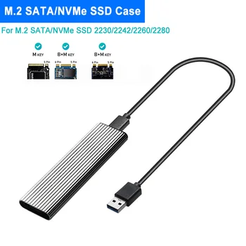 M2 SSD Caso NVME Gabinete M. 2 para USB SSD Adaptador para NVME PCIE NGFF M. 2 SSD SATA M/B+Tecla M 2230/2242/2260/2280 M2 de Protocolo Dual