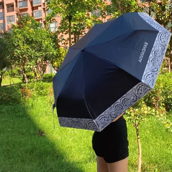 Moda Lenço Automática Guarda-chuva Paisley Padrão de Design de Três Guarda-chuva dobrável Para Chuva e Sol Anti-UV Meninas de Bolso Guarda-chuva