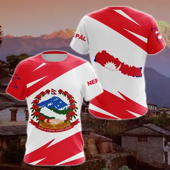 Nepal Bandeira & Brasão de Armas Tee Gráfico de Verão Casual Streetwear Moda masculina Solto T-shirts Menino de grandes dimensões Tops de Manga Curta