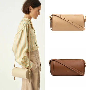Oroton cilindro bolsa feminina nicho de design de moda da cintura tambor travesseiro marca de luxo bolsa de ombro de couro bolsa