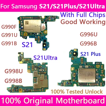 PLACA Original S21 G990F G991B S21 Mais G996B Mainbaord Para Samsung Galaxy S21 Ultra G998B 5G placa-Mãe Desbloqueado Quadros lógicos