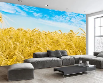 Papel de parede personalizado HD bela rural de campo de arroz pintura de paisagem sofá da sala na parede do fundo pintura decorativa mural