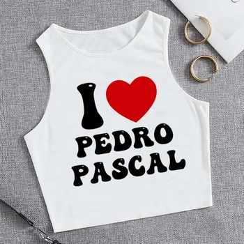 Pedro Pascal parte superior do tanque de streetwear cyber y2k goth crop top Feminino de fadas gótico, grunge vintage t-shirts de roupas