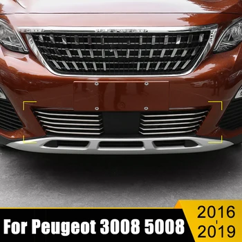 Peugeot 3008 5008 GT 2016 2017 2018 2019 2020 Carro de Frente em Aço Inoxidável Cabeça de Corrida Grelhas Grelha Inferior Tiras de Guarnição Adesivo