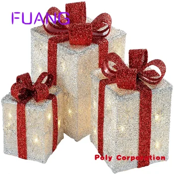 Presente de natal Caixa de Silhueta com 35 Warm White LED Luzes e Enfeites de Natal, Decoração de Conjunto de opacking caixa para pequenas empresas