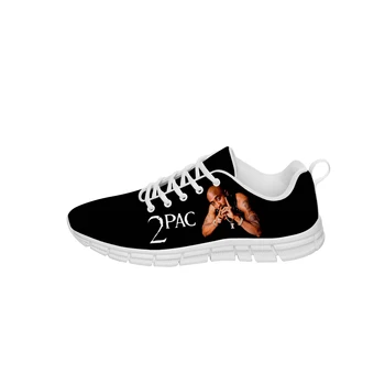 Rap 2pac Tupac Tênis Mens Womens Adolescente Casual Pano de Sapatos de Lona de Tênis de Impressão 3D Respirável Leve Sapato Branco
