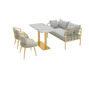 Simples E Moderno, Corrimão Loja De Bolo Restaurante Para Negociar 1 Mesa 4 Cadeiras Luz De Luxo Encosto Da Cadeira De Jantar