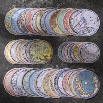 Vintage Circular Em Forma De Mapa De Viagens Viagens Decorativos, Adesivos De Scrapbook Diy Rótulo Diário De Papel De Carta Álbum Revista Retro Vara