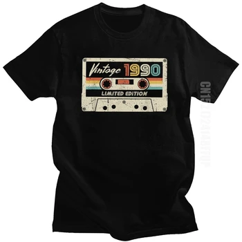 Vintage clássico Feito Em 1990 T-Shirt dos Homens, 30 de Presente de Aniversário Retro Cassete Camiseta de Algodão T-Shirt Aniversário Tops Para Marido