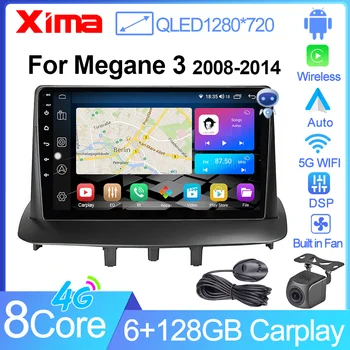 XIMA XV6Pro Android 11 Carplay Auto GPS, Rádio de Carro Para Renault Megane 3 Fluence Samsung SM3 2008 - 2014 Player Multimídia 2din