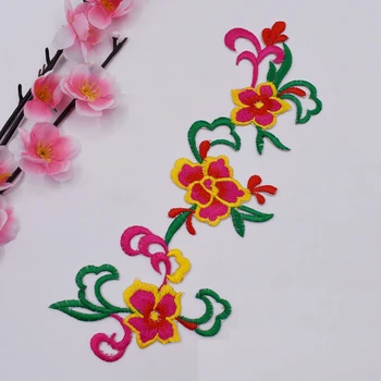 YACKALASI 3D Flor Patches Bordados Appliqued Cauda de Pavão de Costura Ou de Ferro Floral Guarnições 21*8.5 cm
