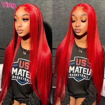Ying Cabelo Peruano 200% de Osso Straight Red Hot 12A 13x4 Lace Front Wig 13x6 Lace Front Wig PrePlucked 5x5 Peruca de Renda Transparente