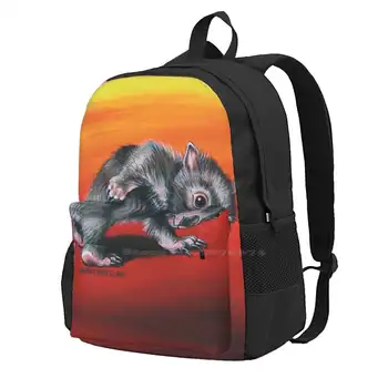 Zero , O Vombate Escola Saco Grande Capacidade De Mochila Laptop De 15 Polegadas Wombat Marsupial Australiano Wendy Binks Zero