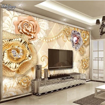 beibehang Moda romântica jóias de pérola, flor flor sala de estar de plano de fundo de parede personalizados grande mural de não-tecido de papel de parede