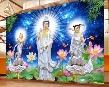 beibehang mural de parede para paredes em rolos de Vinil wallGoddess Bodhisattva da Misericórdia do Budismo 3d papel de parede de fundo mural