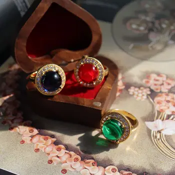 high-end de antiguidades, jóias anel vintage para mulheres grandes, redondos tribunal de Luxo Bohemia espumante dedo acessório