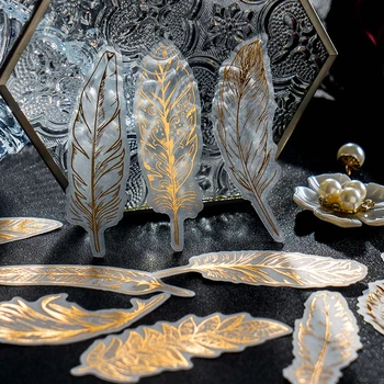 40pcs Bronzeamento Material Vegetal Adesivos de Flores Etiqueta Adesiva de Papel de Tornassol Ouro Deco Scrapbooking DIY Bala Diário